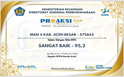 MAN 4 Aceh Besar Raih Penghargaan Proaksi Award 2026 dengan Nilai IKPA 95,2